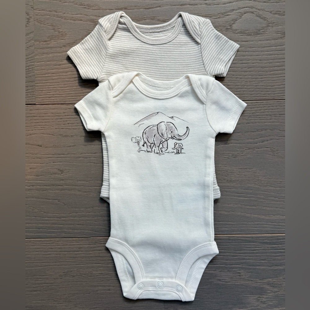 Carter's Cream and White Elephant Bodysuits